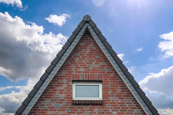Roof Window Velux Style Dark Roof Tiles — 图库照片