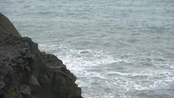 Strong Surf Basalt Rocks Dyrholaey Iceland — Stockvideo
