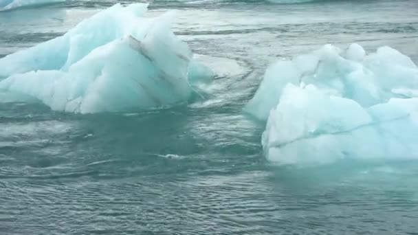 Ijsland Jokulsarlon Lagoon Turquoise Ijsbergen Drijvend Glacier Lagoon Ijsland — Stockvideo