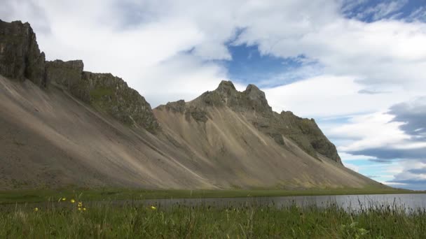 Tijdsverloop Zicht Vestrahorn Ijsland — Stockvideo