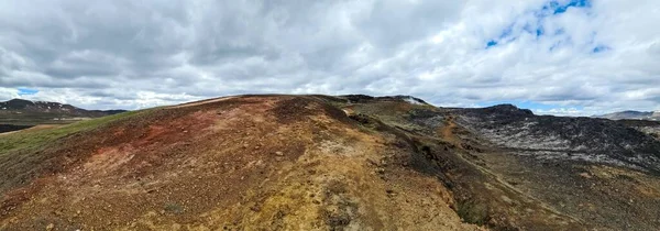 View Dry Landscape Iceland Myvatn Rocks Mountains — Fotografia de Stock