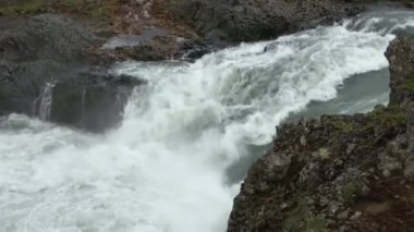 The famous waterfall Godafoss on Iceland - tourist hot spot.
