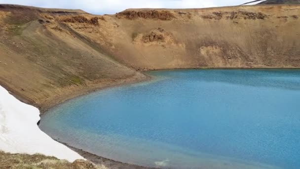 Time Lapse Crystal Clear Deep Blue Lake Krafla Iceland — 图库视频影像