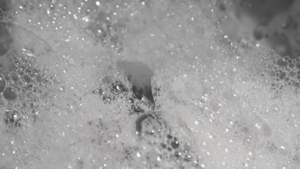 Foam Soap Bubbles Water Sink Water Running Water Tap — Stockvideo