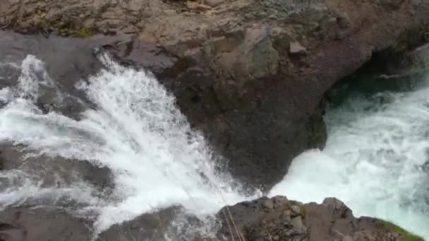 Fantastic Waterfall Icelandic Landscape Rocks — Stockvideo
