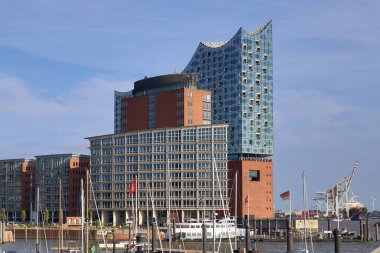 Hamburg, Germany - 27. August 2022: View of the Hamburg Elbphilharmonie building in the harbour