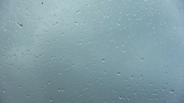 Rain Drops Running Window Close View — Stock Video
