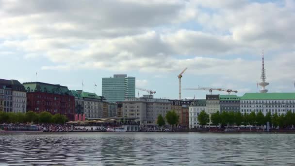 Hamburg Niemcy Wrzesień 2022 Widok Panoramę Alsteru Hamburgu — Wideo stockowe