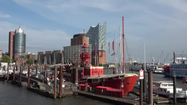 Hamburg Germany August 2022 View Hamburg Elbphilharmonie Building Harbour — Stok video