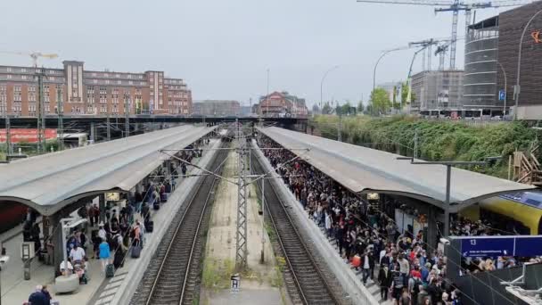 Hamburg Tyskland September 2022 Utsikt Mot Hamburgs Centralstation Med Mycket — Stockvideo