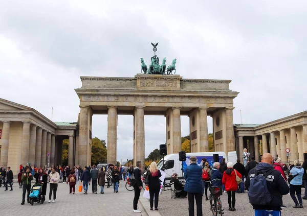 Berlin Niemcy Październik 2022 Brama Brandenburska Wakacjach Października Berlinie — Zdjęcie stockowe