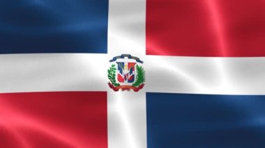 Dominik Cumhuriyeti bayrağı - gerçekçi kumaş bayrağı sallıyor