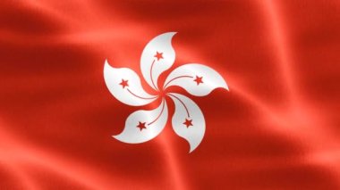 Hong Kong bayrağı - gerçekçi kumaş bayrağı sallıyor