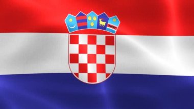 Hırvatistan bayrağı - gerçekçi kumaş bayrağı sallıyor