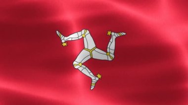 Man Adası bayrağı - gerçekçi kumaş bayrağı sallıyor