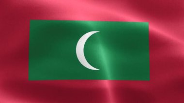 Maldivler bayrağı - gerçekçi kumaş bayrağı sallıyor