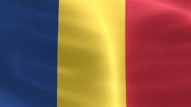 Romanya bayrağı - gerçekçi kumaş bayrağı sallıyor