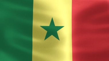 Senegal bayrağının 3 boyutlu tasviri - gerçekçi sallanan kumaş bayrağı.