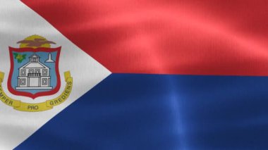 Sint Maarten bayrağının 3 boyutlu görüntüsü - gerçekçi sallanan kumaş bayrağı.