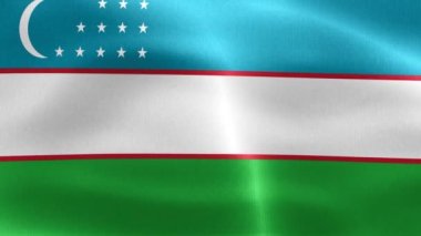 Özbekistan bayrağının 3 boyutlu görüntüsü - gerçekçi kumaş bayrağı sallama.