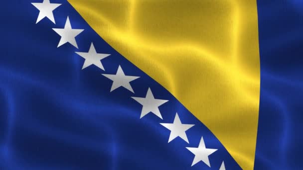 Bandera Bosnia Herzegovina Bandera Tela Ondeante Realista — Vídeos de Stock