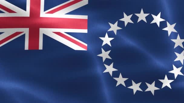 Cook Adaları Bayrağı Gerçekçi Kumaş Bayrağı — Stok video