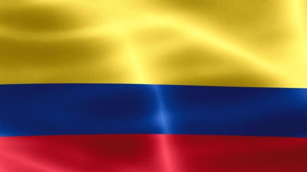 Colombia Vlag Realistische Zwaaiende Stof Vlag — Stockvideo