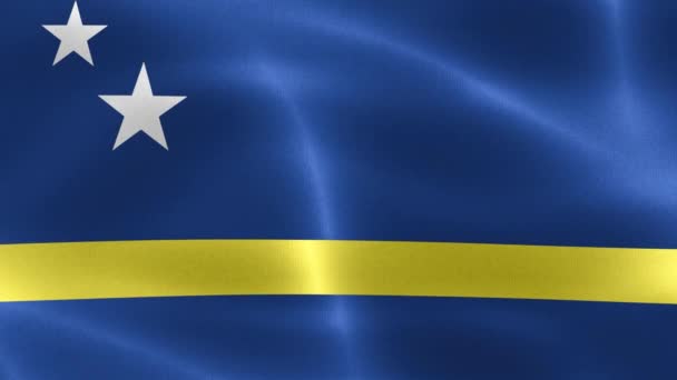 Σημαία Κουρασάο Ρεαλιστική Κυματιστή Σημαία Υφάσματος — Αρχείο Βίντεο