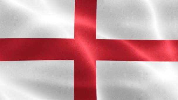 England Flagga Realistisk Vinka Tyg Flagga — Stockvideo