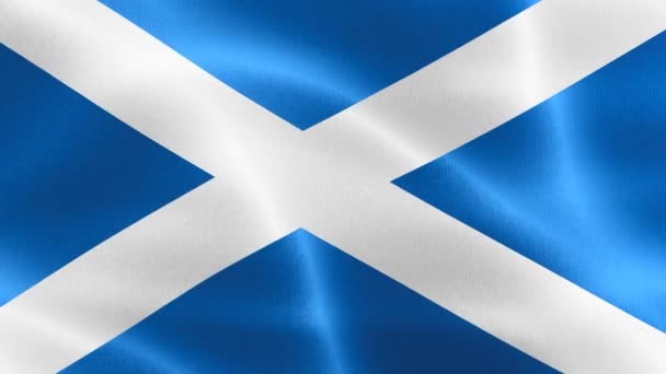 Schottland Flagge Realistisch Schwenkende Stofffahne — Stockvideo