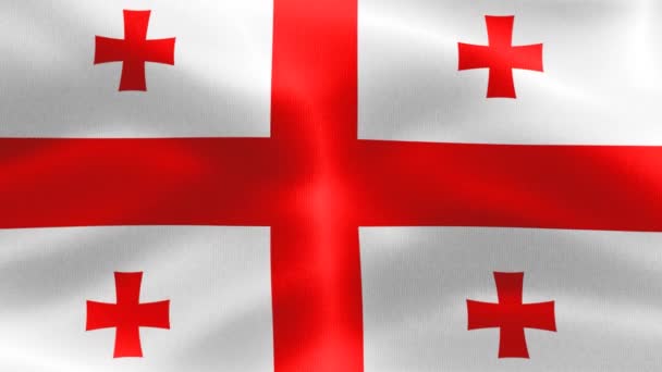 Gürcistan Bayrağı Gerçekçi Kumaş Bayrağı — Stok video