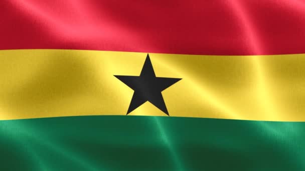 Drapeau Ghana Drapeau Réaliste Tissu Ondulé — Video