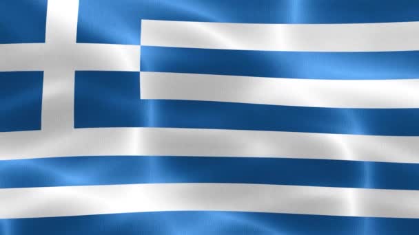 Bandeira Grécia Bandeira Tecido Ondulante Realista — Vídeo de Stock