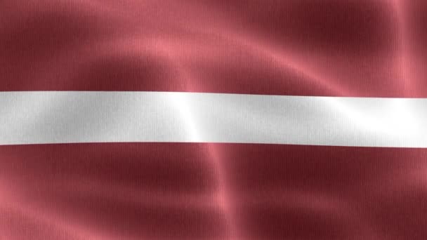 Letland Vlag Realistische Zwaaiende Stof Vlag — Stockvideo