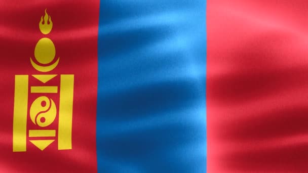 Moğolistan Bayrağı Gerçekçi Kumaş Bayrağı — Stok video