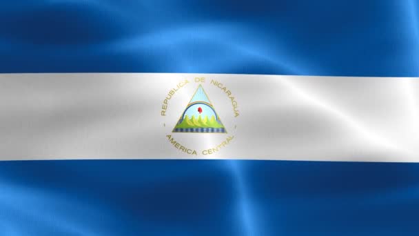 Bandera Nicaragua Bandera Tela Ondeante Realista — Vídeo de stock
