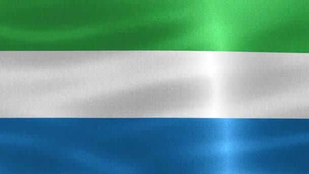 Ilustracja Flagi Sierra Leone Realistyczna Flaga Falistej Tkaniny — Wideo stockowe