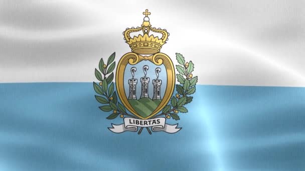 Ilustração Uma Bandeira San Marino Bandeira Tecido Ondulante Realista — Vídeo de Stock