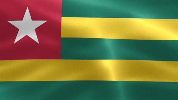 Togo Bayrağının Boyutlu Görüntüsü Gerçekçi Kumaş Bayrağı Sallama — Stok video
