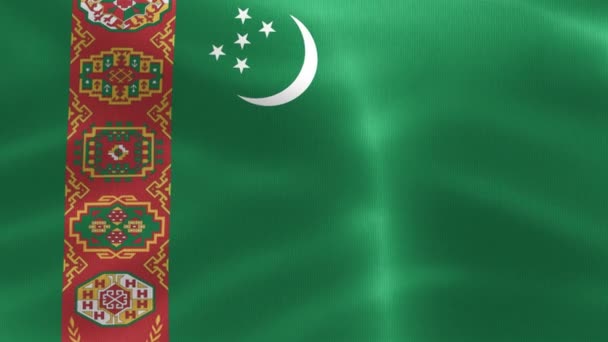 Ilustração Uma Bandeira Turquemenistão Bandeira Tecido Ondulante Realista — Vídeo de Stock
