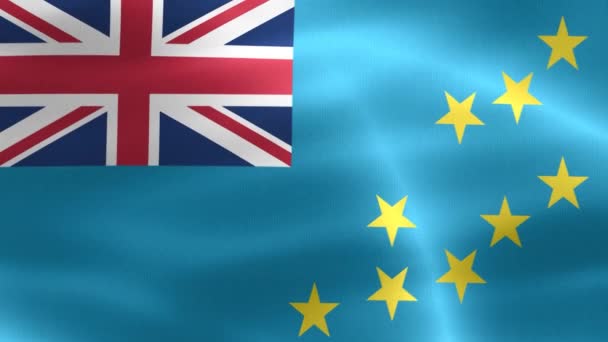 Ilustración Una Bandera Tuvalu Bandera Tela Ondeante Realista — Vídeos de Stock