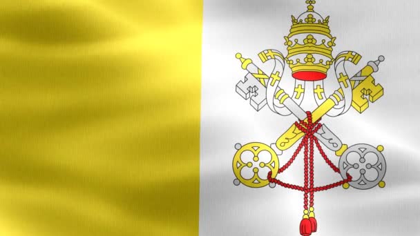 Εικονογράφηση Σημαίας Του Βατικανού Ρεαλιστική Κυματιστή Σημαία Υφάσματος — Αρχείο Βίντεο