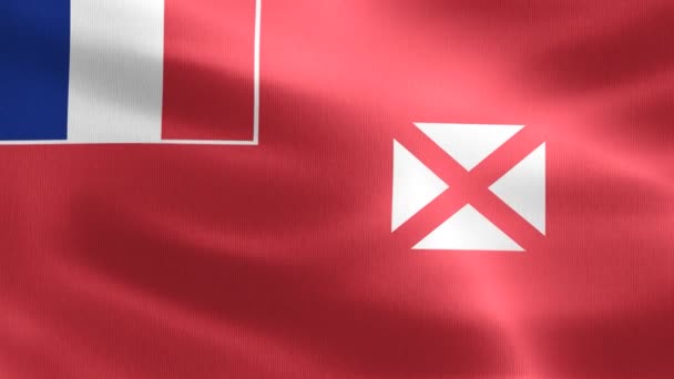Illustration Wallis Och Futuna Flagga Realistisk Vinka Tyg Flagga — Stockvideo