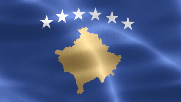 Ilustração Uma Bandeira Kosovo Bandeira Tecido Ondulante Realista — Vídeo de Stock