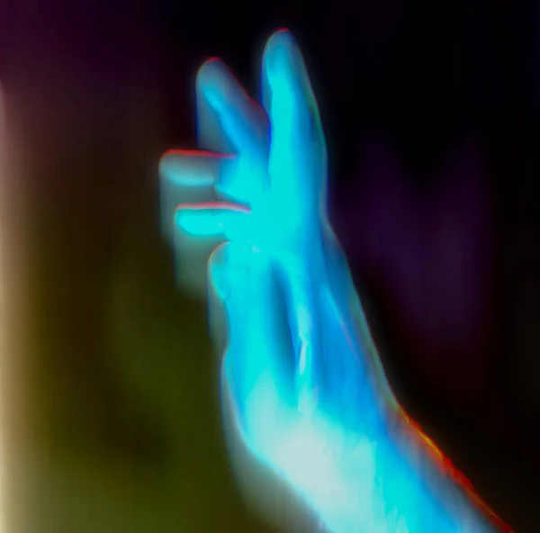 Ray Görüntüsünde Parlayan Bir Insan Elinin Boyutlu Görüntüsü — Stok fotoğraf