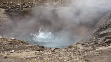 Steaming hot springs on the volcanic sulphur fields of Iceland.