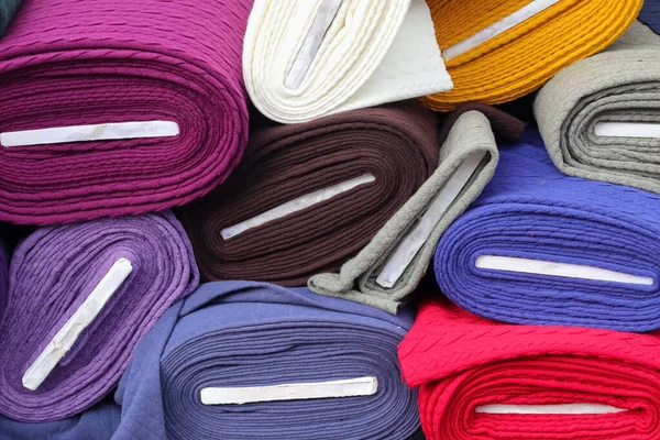 Samples Cloth Fabrics Different Colors Found Fabrics Market — Fotografia de Stock