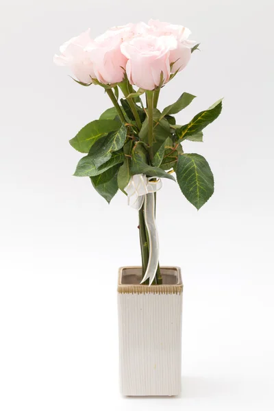 Pink rose in vase — Stock Photo, Image