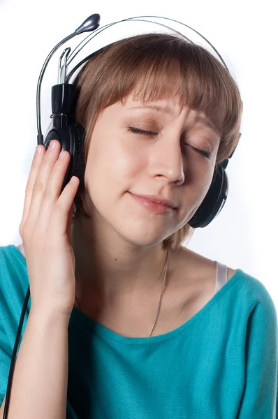 Κορίτσι απολαμβάνει τη μουσική στα ακουστικά — Φωτογραφία Αρχείου