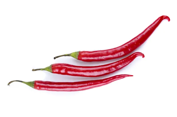 A series of three chili peppers horizontal — Stock Photo, Image